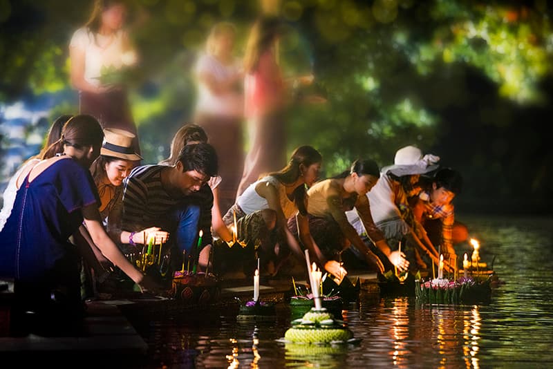 Traditional Thai cultural festival with students participating